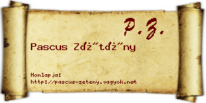 Pascus Zétény névjegykártya